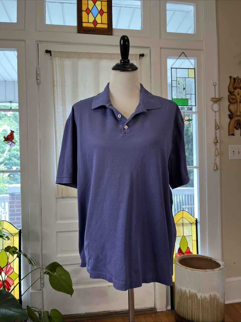 RALPH LAUREN XL PURPLE LABEL 100% Cotton Collar Polo Short Sleeve Crop Size XXL